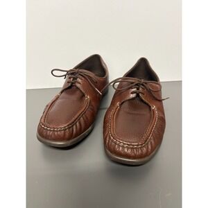 Used SAS Petra Brown Leather‎ Lace Up Comfort Moccasin Shoes